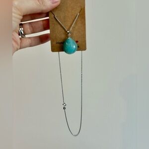 Real Sterling Silver Necklace with Turquoise Pendant